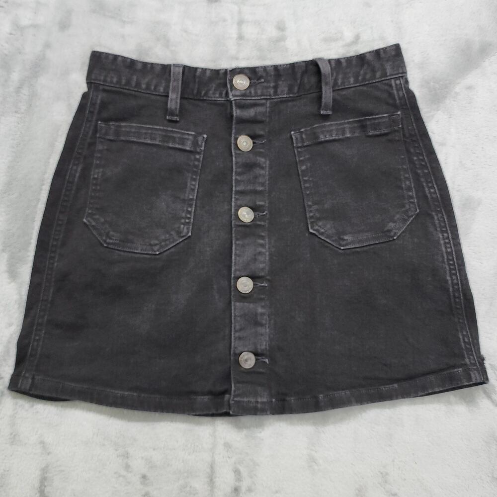 Ralph Lauren Denim & Supply Tilden Button Front Skirt Womens 26 Black Mini